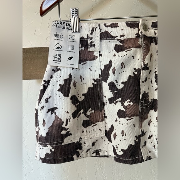 Refrain|Brown and White Utility micro Skirt,cow print/animal print•••NWT Size 28 - Picture 3 of 10
